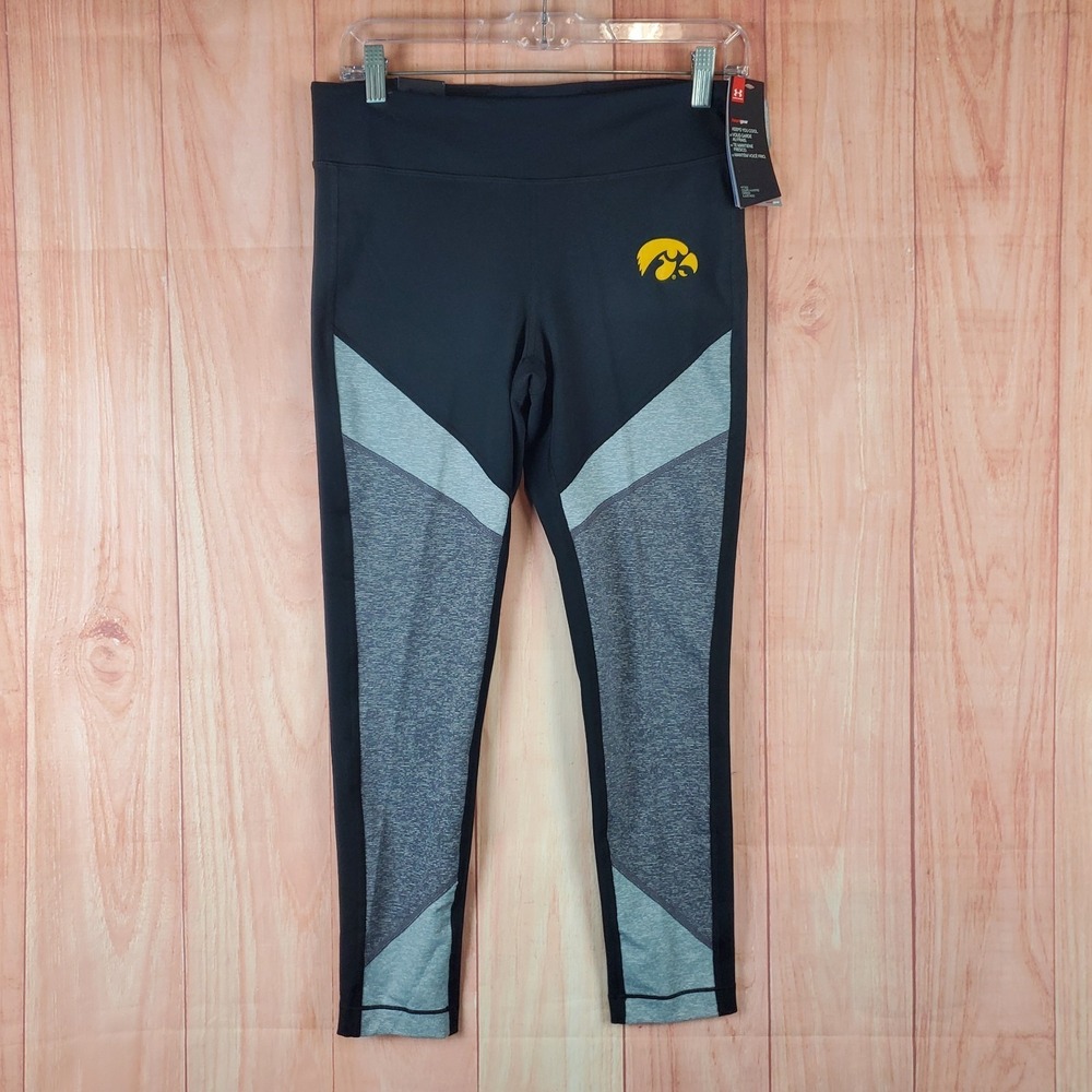 Under‎ Armour Heatgear Iowa Hawkeyes Football Leggings Womens Medium Black Gray